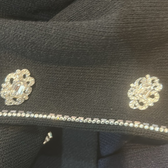 St. John Evening Santana Knit Black Blazer with Swarovski Crystal Accents